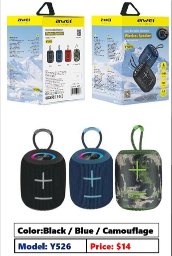 [AWE086XXXXXXXBLK] Mini Portable Outdoor Wireless Speaker - Y526 - Awei - Black