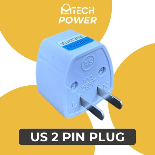 [MTC1020XXXXXXXWHT] US 2 Pin Plug Travel Wall Adapter ONLY - MTech - White